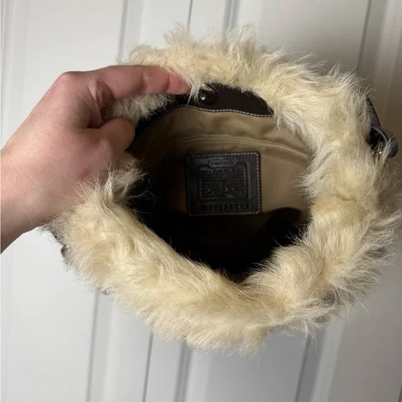 LOW START FOR SHOW! Vintage Coach Y2K with fur shoulder bag - Picture 7 of 11